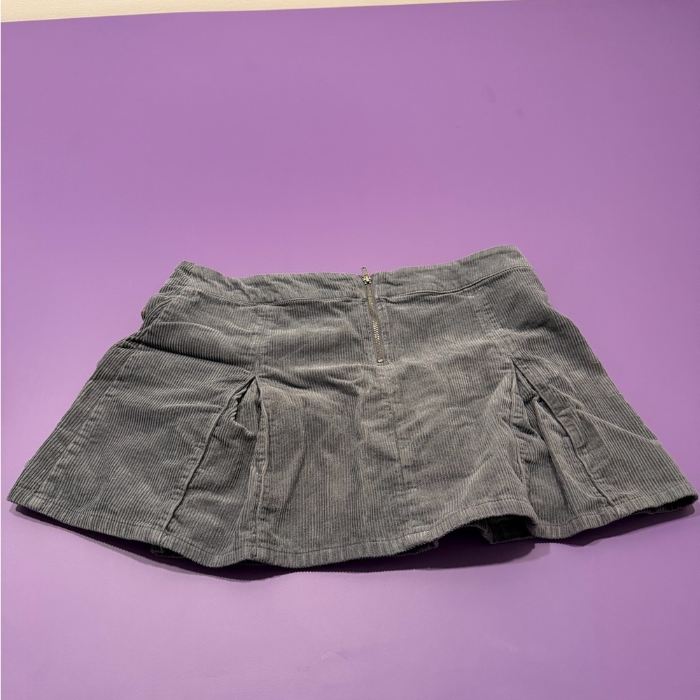 Gray Corduroy Mini Skirt